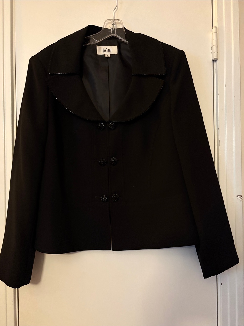 Le Suit Black Women's Rounded Collar Blazer